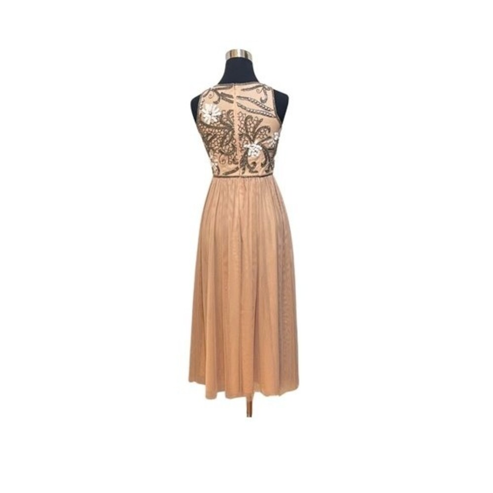 Gianni Bini Elise Women's Sleeveless Beaded Bodice Midi Prom Wedding Dress - Picture 3 of 15